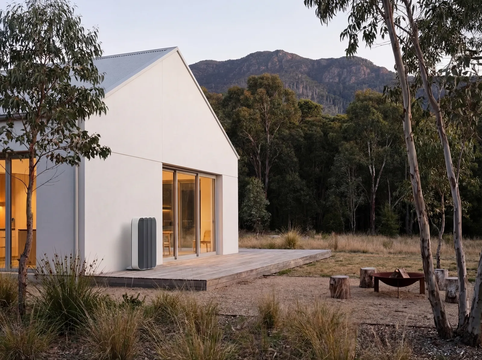 An Airform One outdoor unit installed against a wall